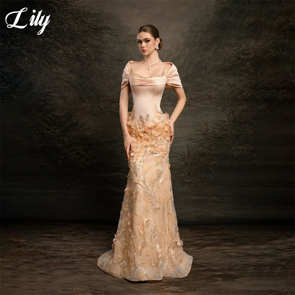 Lily Champagne Nude Romantic Prom Dress Off Shoulder Formal Dress 3D Floral and Sequin Evening Dresses for Wedding Customized
Lily Champagne Nude Romantic Prom Dress Off Shoulder Formal Dress 3D Floral and Sequin Evening Dresses for Wedding Customized