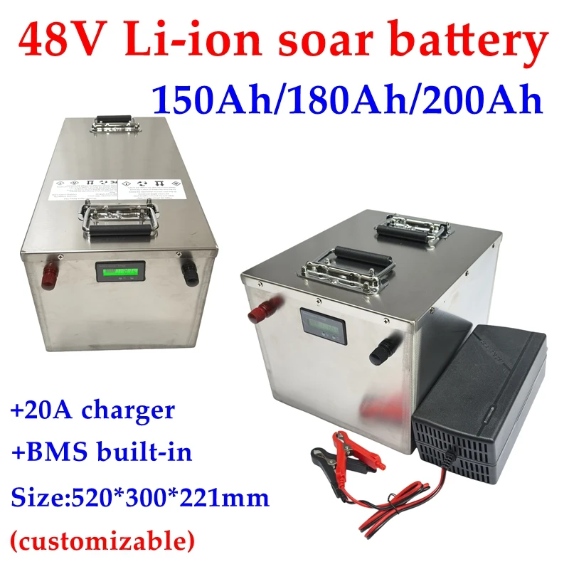 48V 200Ah 180Ah 150Ah Lithium li ion battery with BMS 13S for energy sotrage solar system 10kw inverter UPS+20A charger
48V 200Ah 180Ah 150Ah Lithium li ion battery with BMS 13S for energy sotrage solar system 10kw inverter UPS+20A charger