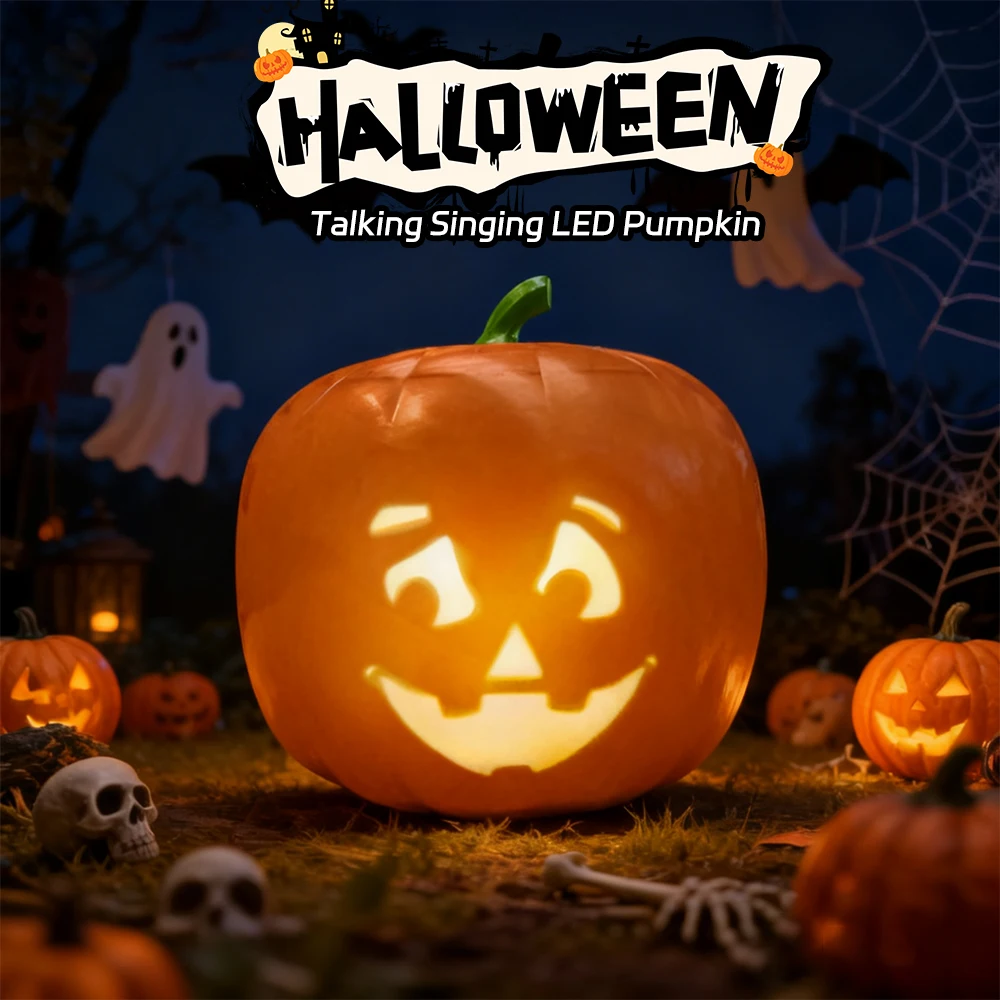 Halloween Talking Pumpkin Lamp Singing Speaking Animated LED Pumpkin Built-in Video Projector Pumpkins For Home Party Decoration
Halloween Talking Pumpkin Lamp Singing Speaking Animated LED Pumpkin Built-in Video Projector Pumpkins For Home Party Decoration