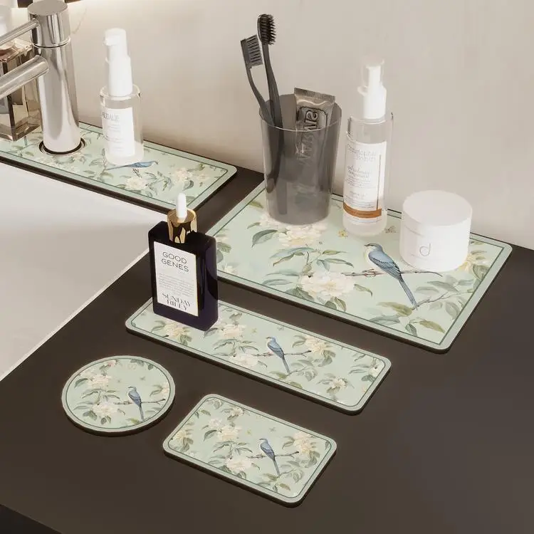 New Chinese Style Floral Bird Bathroom Sink Faucet Absorbent Mat Bathroom Tooth Cup Mat Diatom Soft Nordic Style Home Decor
New Chinese Style Floral Bird Bathroom Sink Faucet Absorbent Mat Bathroom Tooth Cup Mat Diatom Soft Nordic Style Home Decor