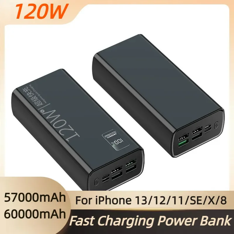 120W 60000mAh Super Fast Charging Power Bank Digital Display Portable Type-C External Battery Pack for IPhone 13 12 11 X 8
120W 60000mAh Super Fast Charging Power Bank Digital Display Portable Type-C External Battery Pack for IPhone 13 12 11 X 8