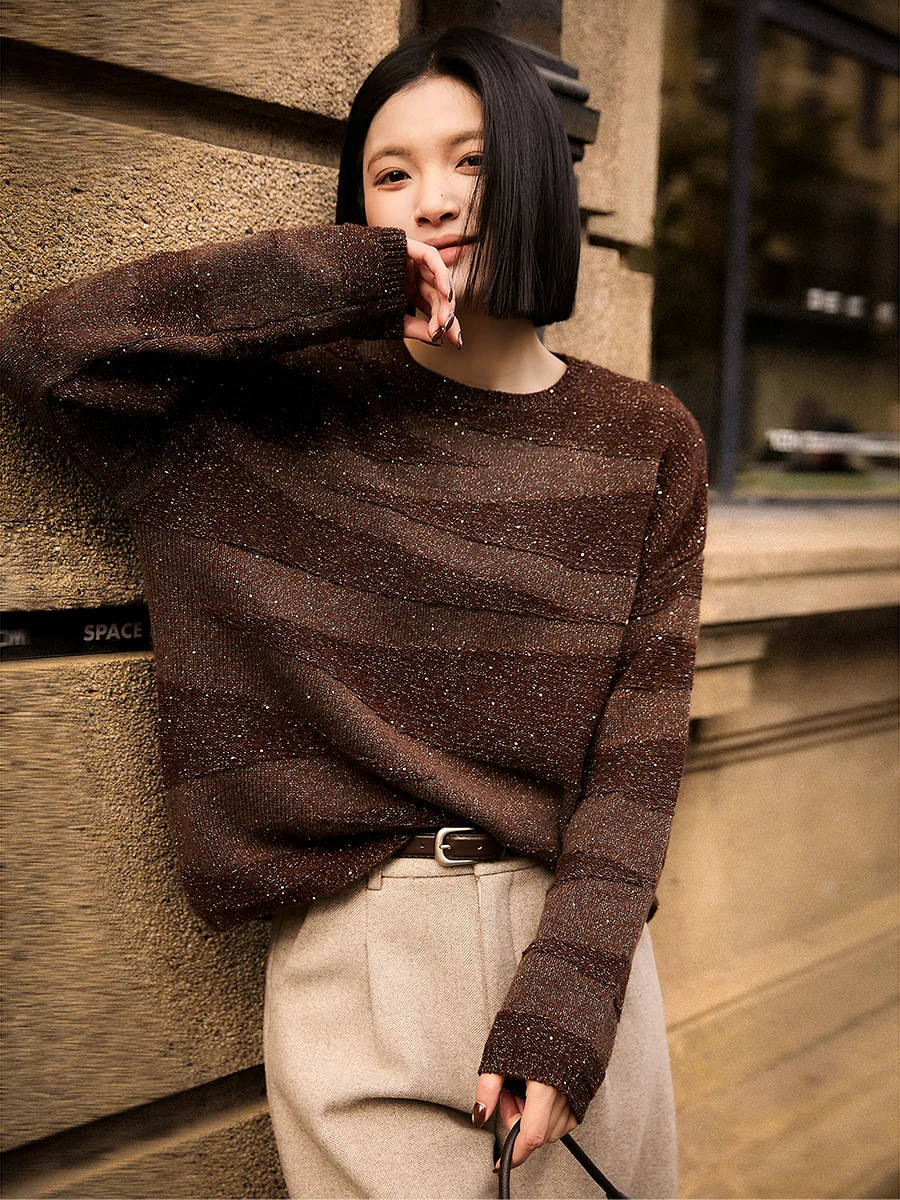 Элегантный женский свитер из кашемира и шерсти с блестящей нитью, круглым вырезом, длинными рукавами, теплый и комфортный трикотаж
Элегантный женский свитер из кашемира и шерсти с блестящей нитью, круглым вырезом, длинными рукавами, теплый и комфортный трикотаж