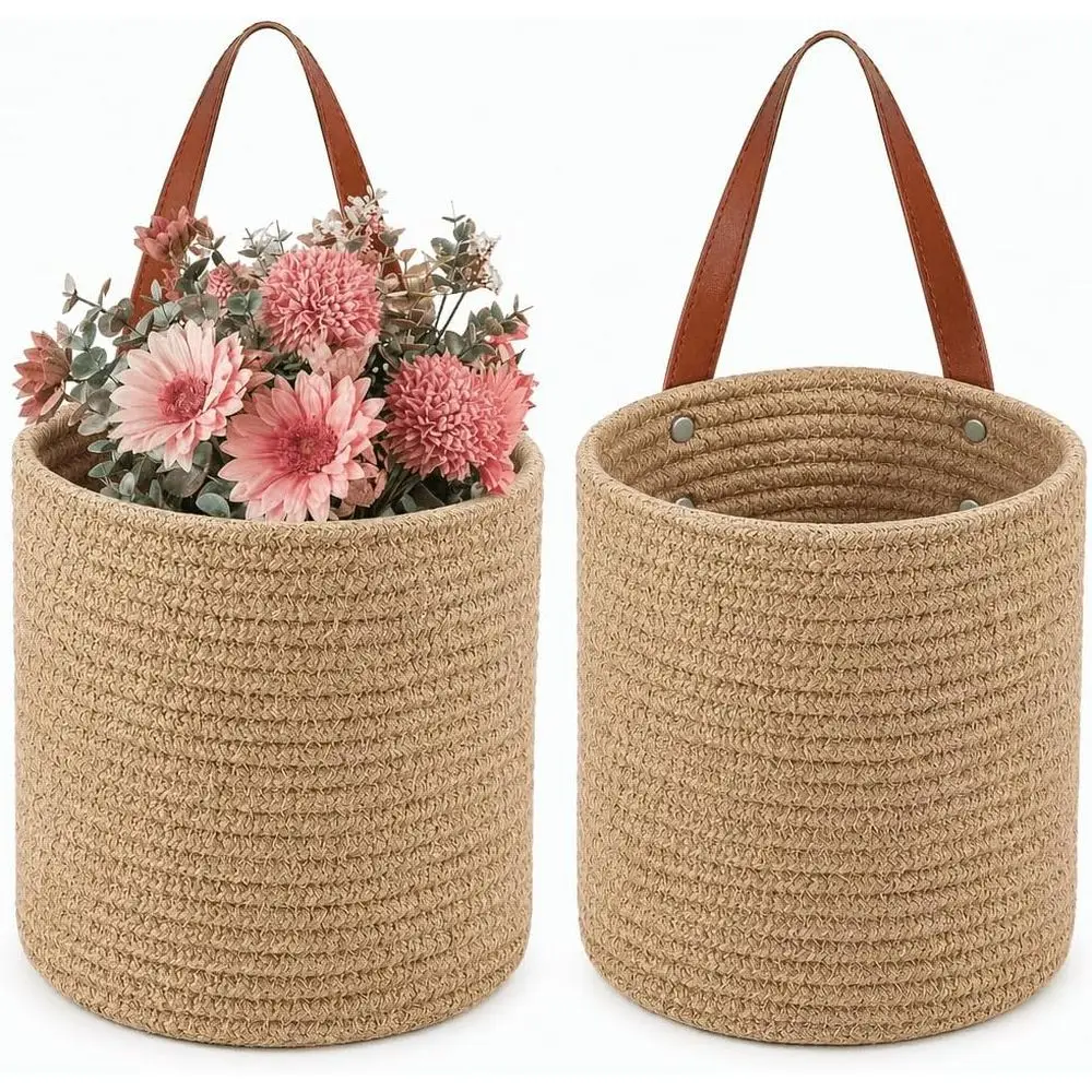 7.8 x 6.7 Jute Hanging Baskets, Small Wall Planters for Plants, Towels, Sunglasses, Boho Style Decor
7.8 x 6.7 Jute Hanging Baskets, Small Wall Planters for Plants, Towels, Sunglasses, Boho Style Decor