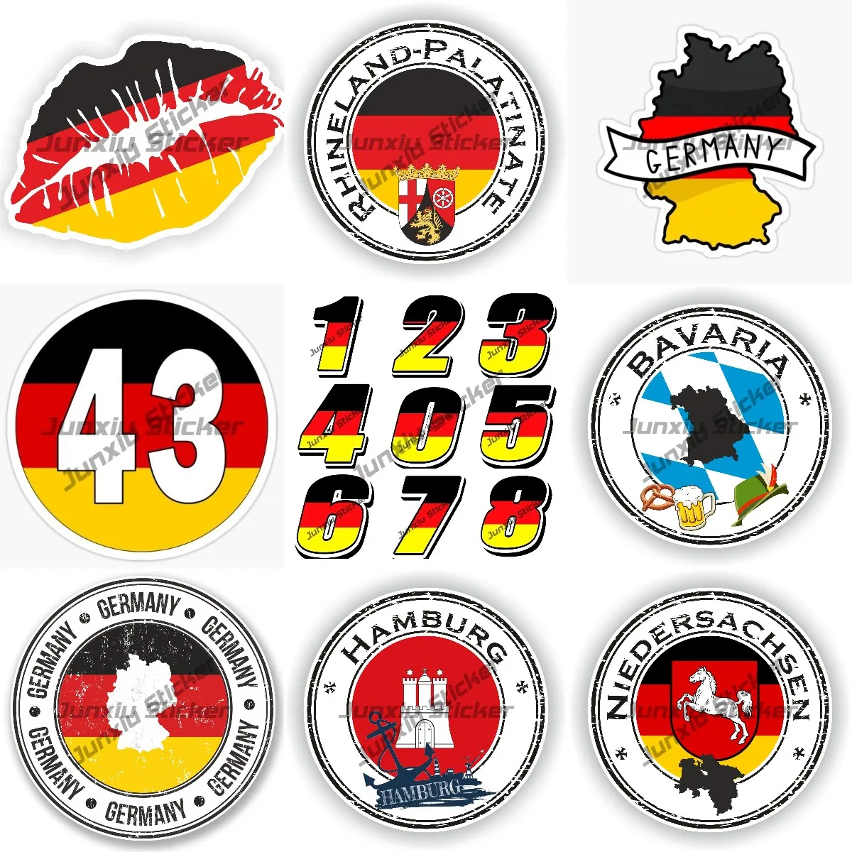 Deutschland Sticker Elegant Motif on The Theme of Germany Decal Hamburg Bavaria German Round Flag Seal Waterproof Decals
Deutschland Sticker Elegant Motif on The Theme of Germany Decal Hamburg Bavaria German Round Flag Seal Waterproof Decals