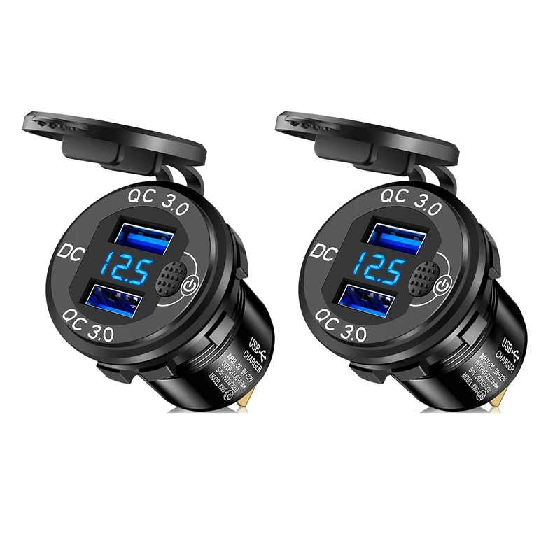 2Pcs 12V/24V USB Outlet With Voltmeter Switch, Quick Charge 3.0 Dual USB Power Outlet, Fast Charge USB Charger
2Pcs 12V/24V USB Outlet With Voltmeter Switch, Quick Charge 3.0 Dual USB Power Outlet, Fast Charge USB Charger