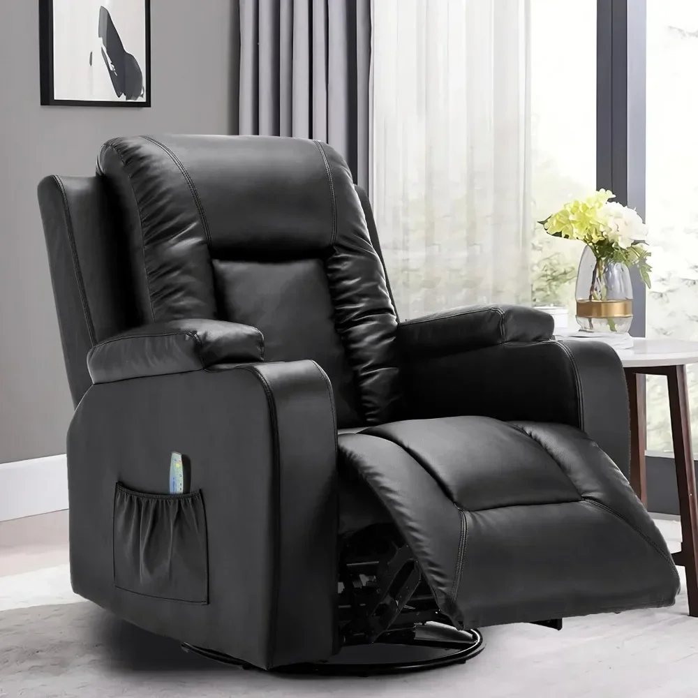 Leather Recliner Chair Modern Rocker with Heated Massage Ergonomic Lounge 360 Degree Swivel Single Sofa Seat with Drink Holders
Leather Recliner Chair Modern Rocker with Heated Massage Ergonomic Lounge 360 Degree Swivel Single Sofa Seat with Drink Holders