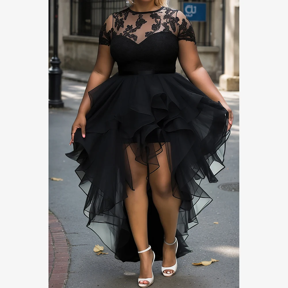 Women's Plus Size Mesh Dress See-through Sexy Crew Neck Short Sleeve Summer Cocktail Dresses Irregular Ruffle Maxi Party Vestido
Women's Plus Size Mesh Dress See-through Sexy Crew Neck Short Sleeve Summer Cocktail Dresses Irregular Ruffle Maxi Party Vestido