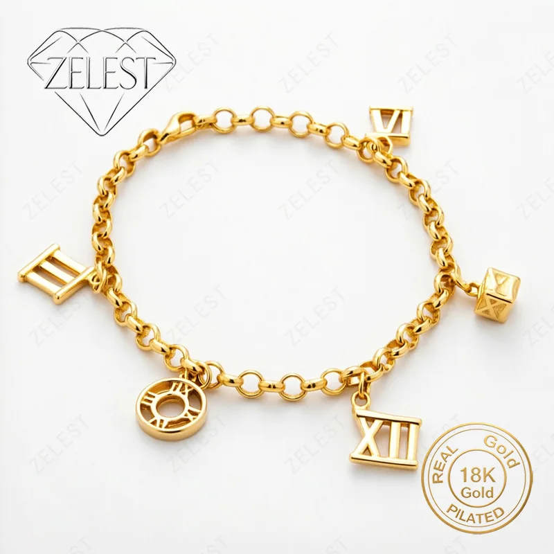 925 Sterling Silver & 18K Gold Plated 8-Inches Roman Numeral Pendant Bracelet Fashion Women's Party Gift Jewelry
925 Sterling Silver & 18K Gold Plated 8-Inches Roman Numeral Pendant Bracelet Fashion Women's Party Gift Jewelry