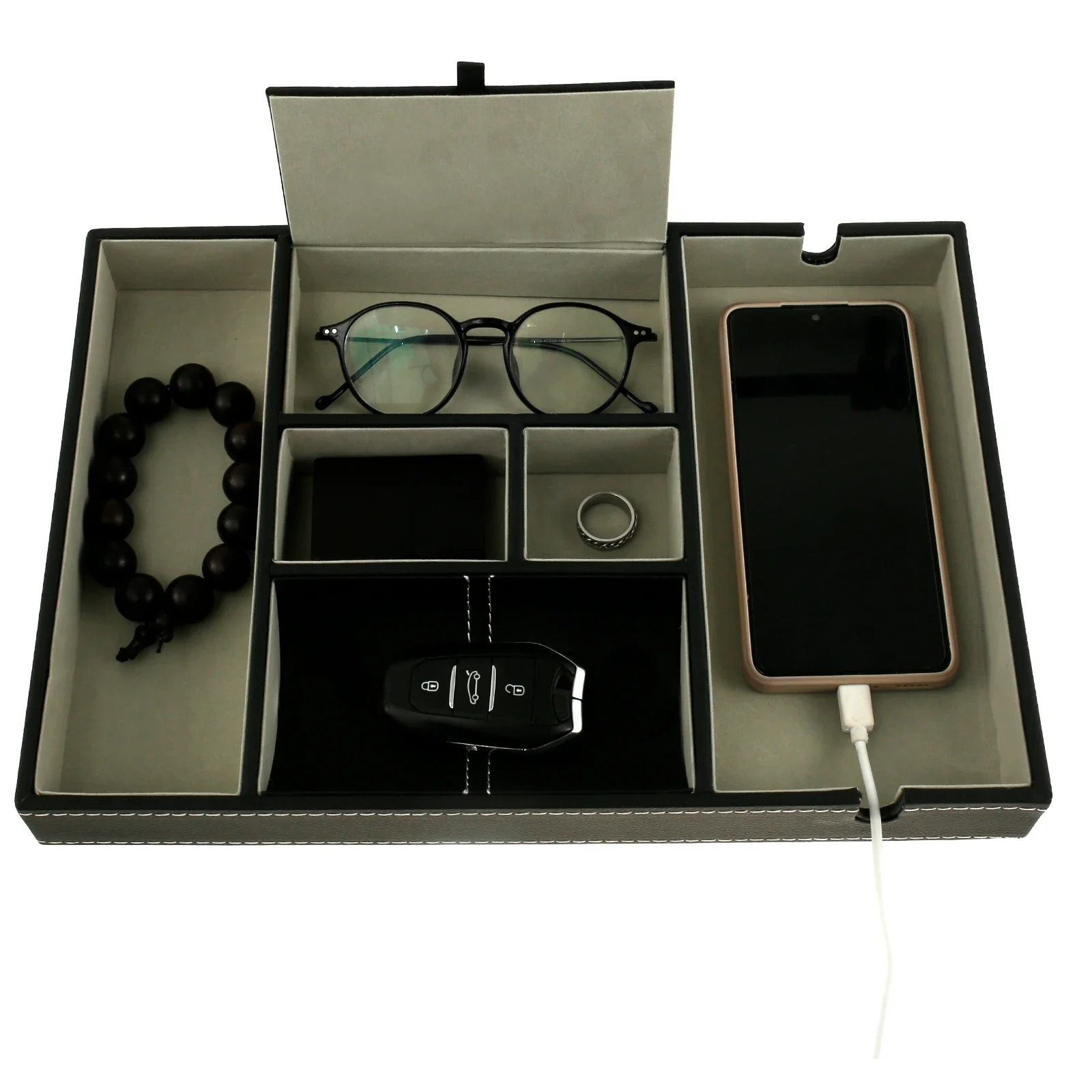 Настольный органайзер, большая вместительная шкатулка для драгоценностей, тумбочка, органайзер для ключей телефона с 5 отделениями для хранения часов для офиса и школы
Настольный органайзер, большая вместительная шкатулка для драгоценностей, тумбочка, органайзер для ключей телефона с 5 отделениями для хранения часов для офиса и школы