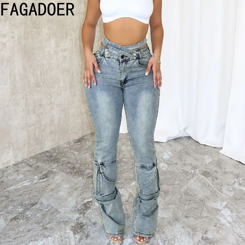 FAGADOER Blue Fashion Denim High Waisted Pocket Cargo Pants Women High Waisted Button Jean Trousers Female Cowboy Bottoms 2024
FAGADOER Blue Fashion Denim High Waisted Pocket Cargo Pants Women High Waisted Button Jean Trousers Female Cowboy Bottoms 2024