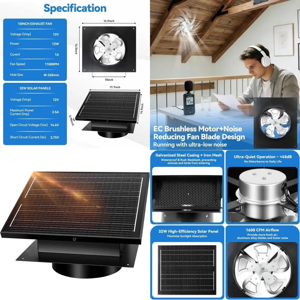 High-Performance Attic Exhaust Fan with 10 Roof Vent for Heat Reduction, Moisture Control, and Energy Savings
High-Performance Attic Exhaust Fan with 10 Roof Vent for Heat Reduction, Moisture Control, and Energy Savings