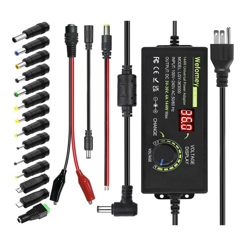 3-36V 4A 144W Universal Power Supply 3V 5V 6V 9V 12V 15V 18V 20V 24V 30V 36V Adjustable Variable Switching AC/DC EU Plug
3-36V 4A 144W Universal Power Supply 3V 5V 6V 9V 12V 15V 18V 20V 24V 30V 36V Adjustable Variable Switching AC/DC EU Plug