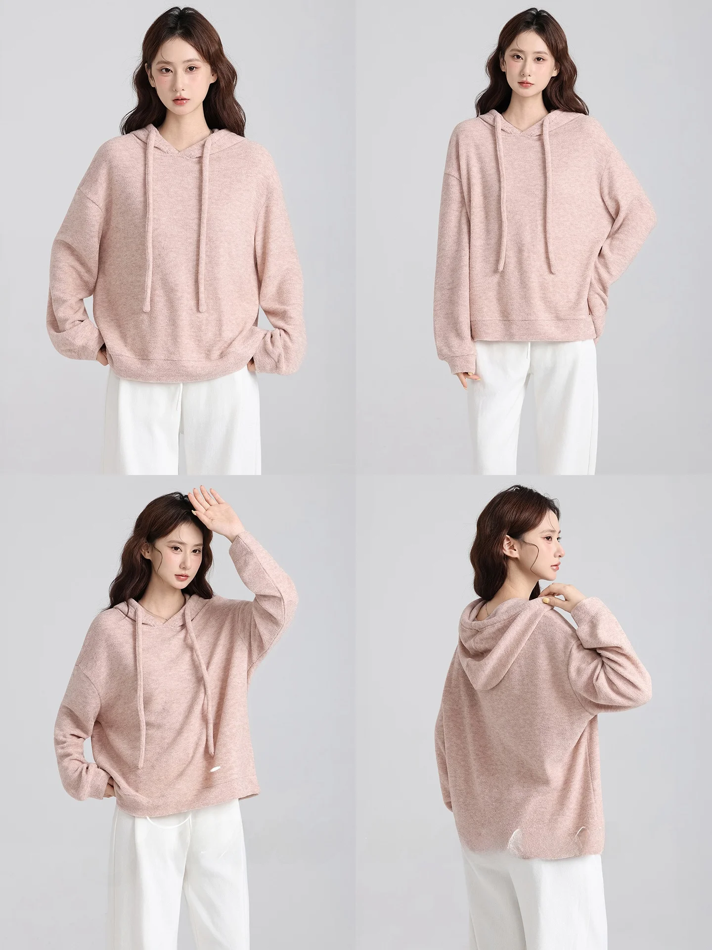 Soft Pink Long Sve Hoodie Women's Loose Knitted Casual Sweatirt Autumn Winter Slimming Comfortable Polyester Nylon Blend
Soft Pink Long Sve Hoodie Women's Loose Knitted Casual Sweatirt Autumn Winter Slimming Comfortable Polyester Nylon Blend