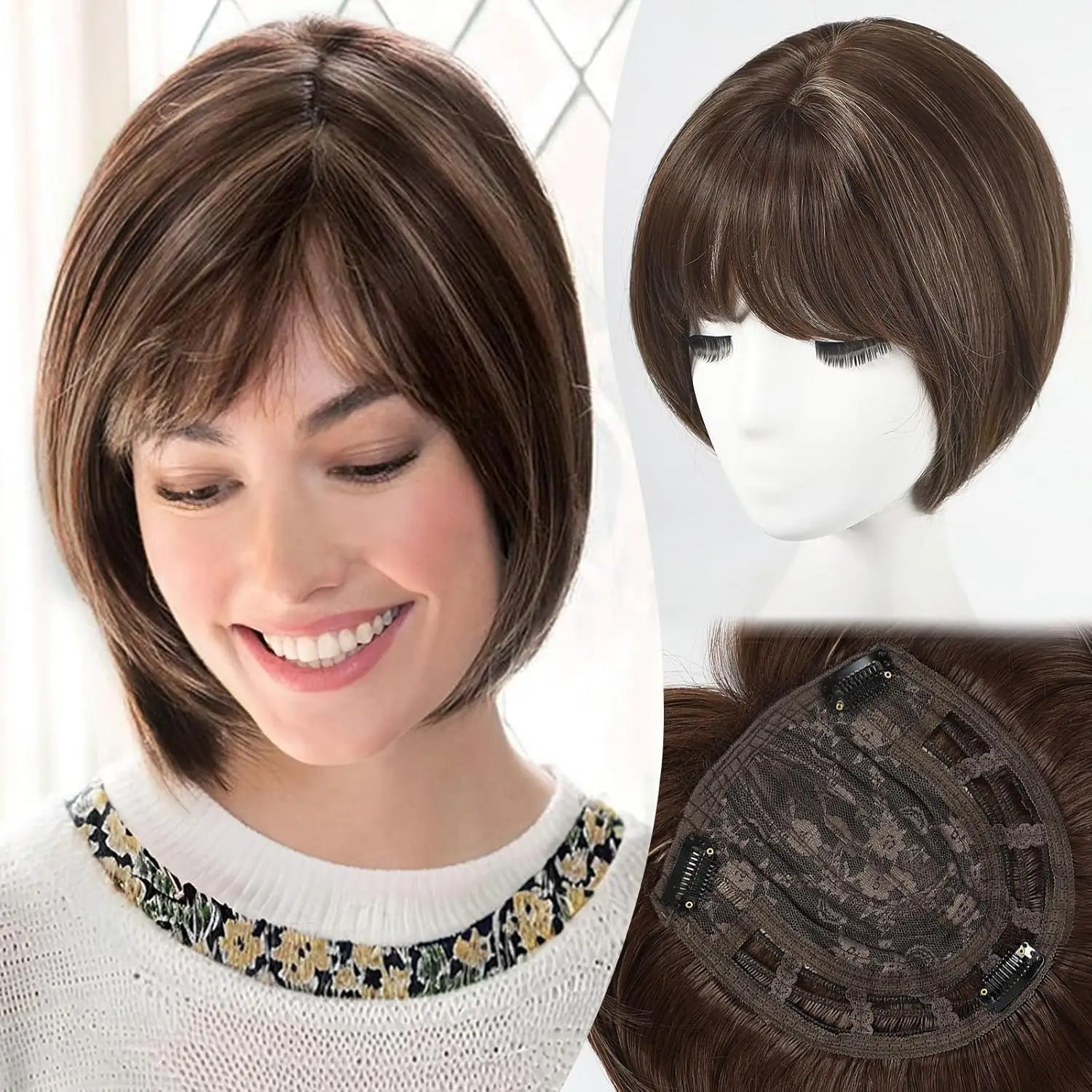 10" Synthetic Hair Toppers for Women Short Bob Straight Hair Extension with 7" × 7" Larger Base Hair Topper for Thinning Hair
10" Synthetic Hair Toppers for Women Short Bob Straight Hair Extension with 7" × 7" Larger Base Hair Topper for Thinning Hair