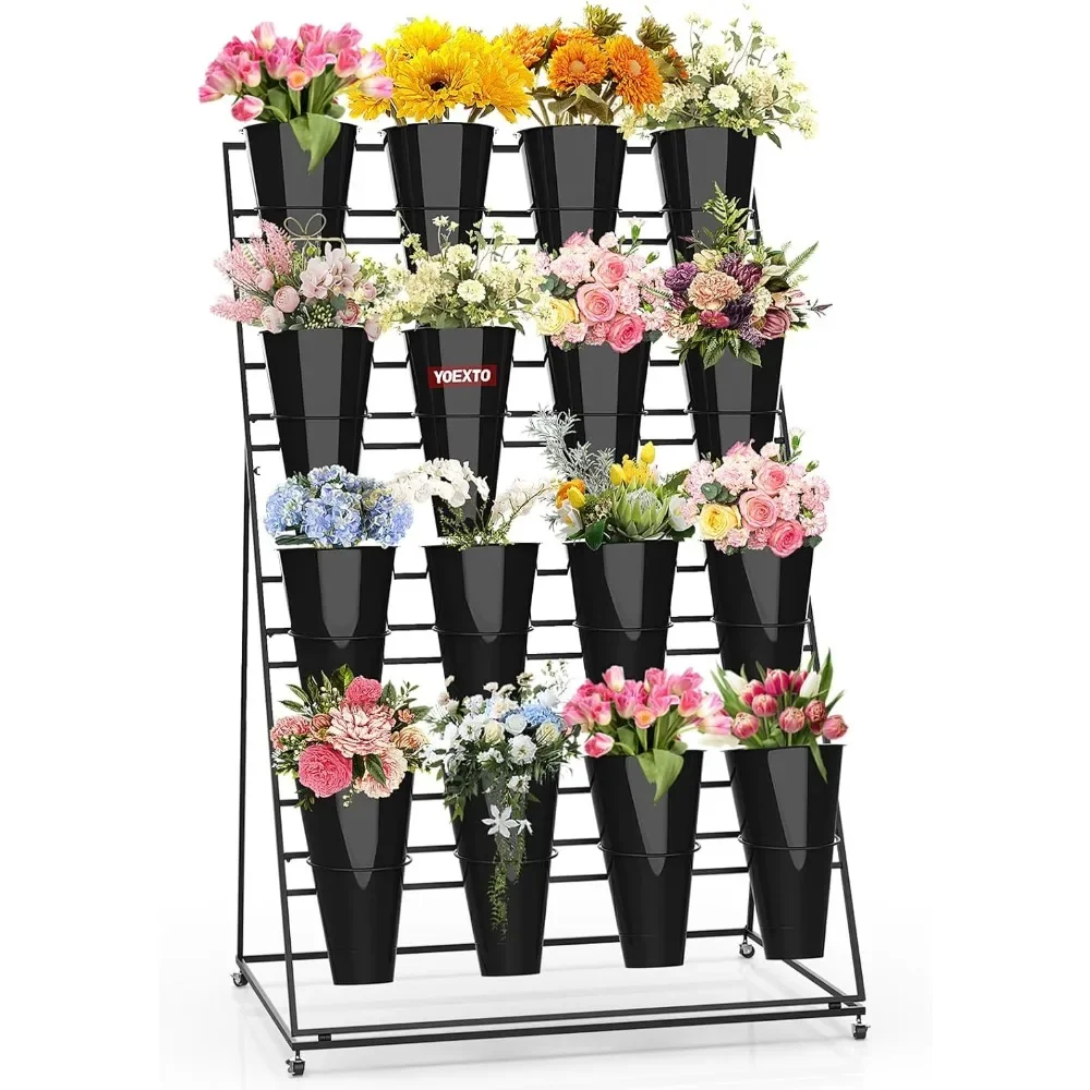 Flower Display Stand with Buckets 4 Layers 16 PCS Buckets Plant Stand with Wheels
Flower Display Stand with Buckets 4 Layers 16 PCS Buckets Plant Stand with Wheels