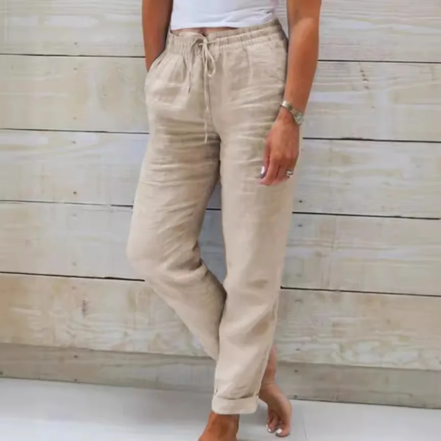 Women Pants Solid Color Elastic Waist Loose Pants Summer Cotton Linen Large Pocket Drawstring Straight Pants For Daily Wear 2024
Women Pants Solid Color Elastic Waist Loose Pants Summer Cotton Linen Large Pocket Drawstring Straight Pants For Daily Wear 2024