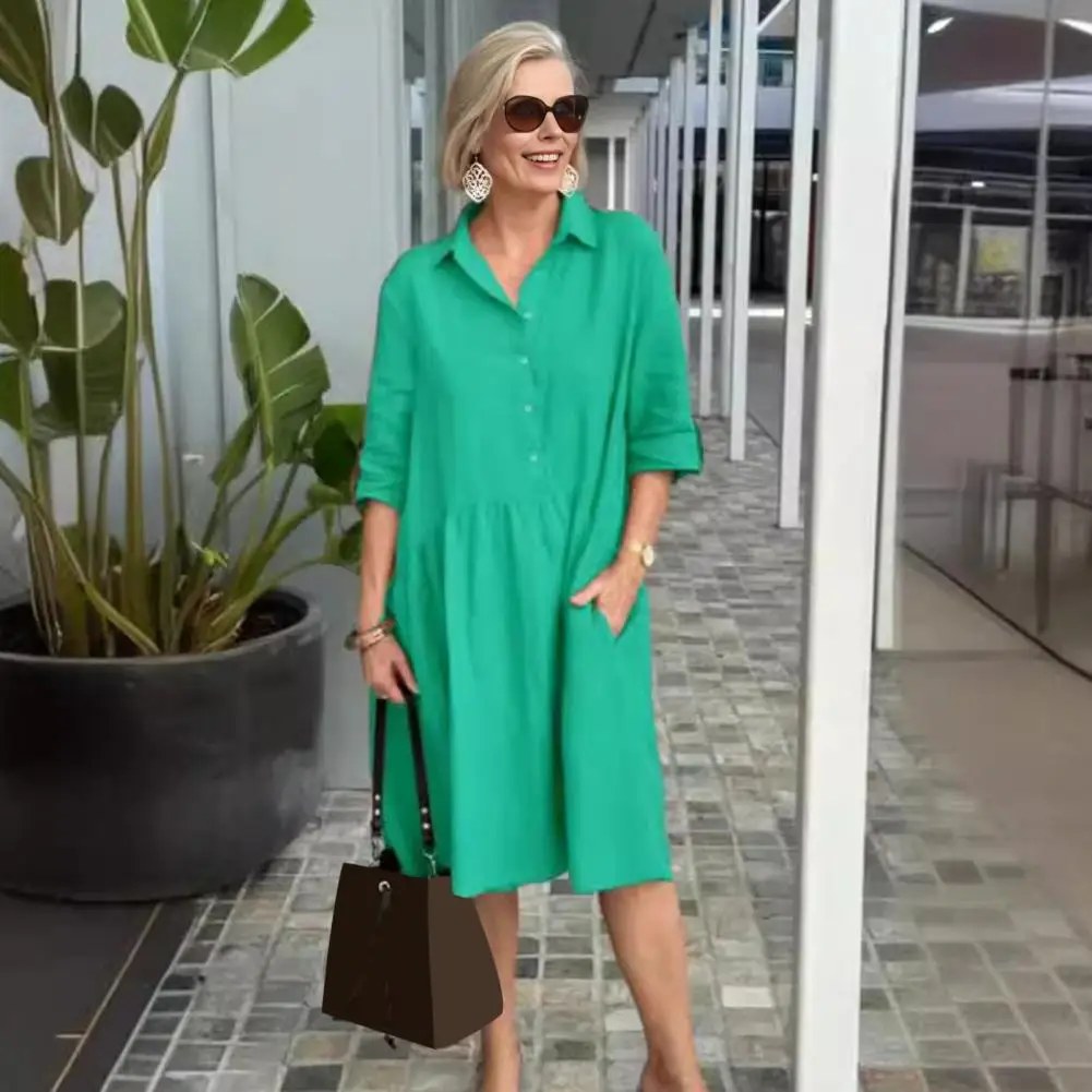 Women Cotton Blend Dress Vintage Lapel A-line Dress with Pockets for Women Casual Summer Midi Dress for Party Travel Work
Women Cotton Blend Dress Vintage Lapel A-line Dress with Pockets for Women Casual Summer Midi Dress for Party Travel Work