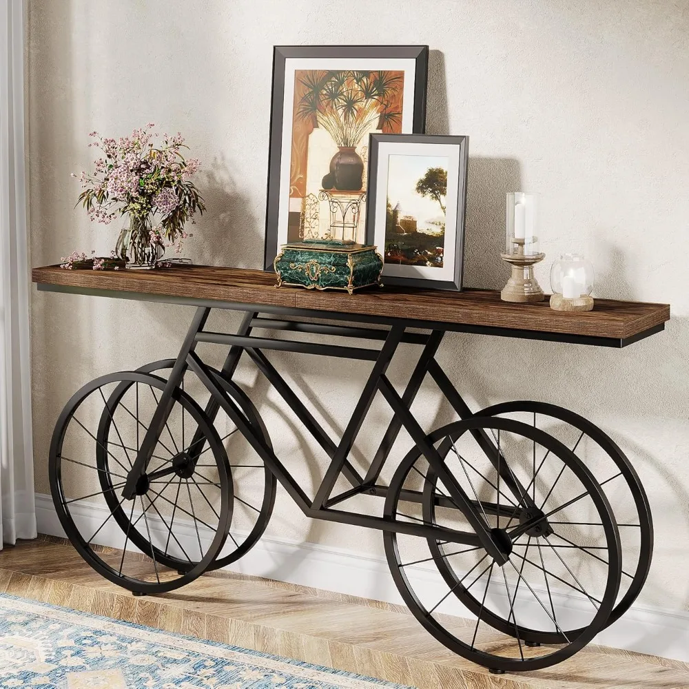 70.9-Inch Extra Long Console Table, Narrow Sofa Table with Bicycle Metal Base, Modern Industrial Entryway
70.9-Inch Extra Long Console Table, Narrow Sofa Table with Bicycle Metal Base, Modern Industrial Entryway