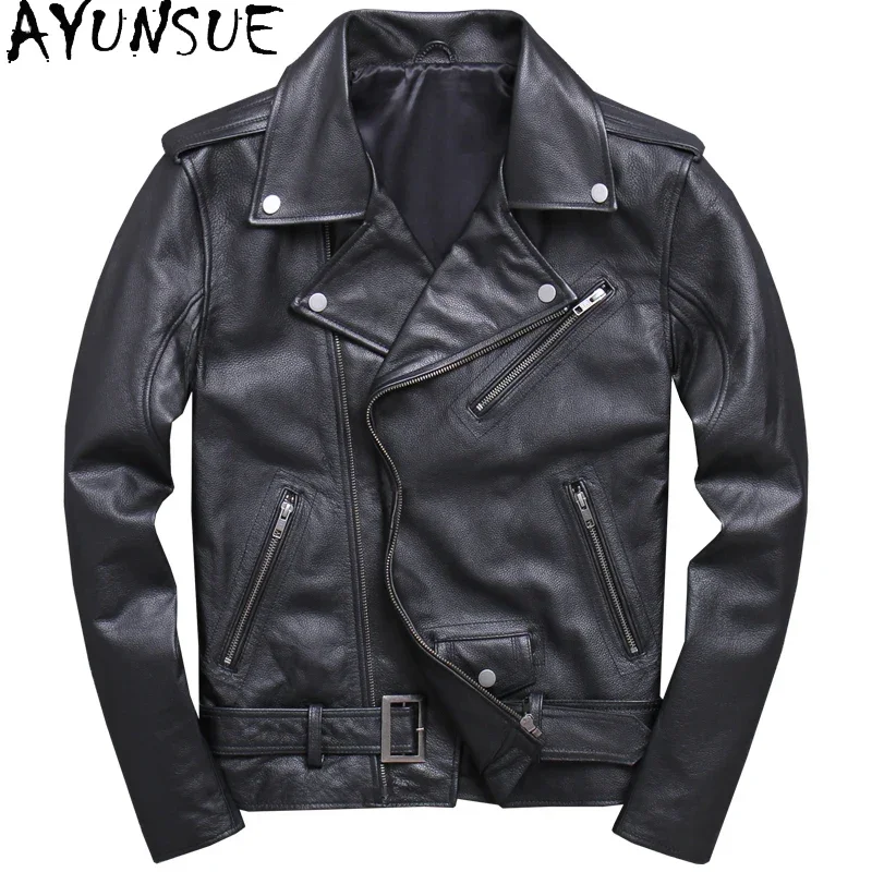AYUNSUE New Men's Leather Jackets Autumn Mens Cowhide Coat Short Motorcycle Style Man Leather Jacket Jaqueta Masculina SQQ333
AYUNSUE New Men's Leather Jackets Autumn Mens Cowhide Coat Short Motorcycle Style Man Leather Jacket Jaqueta Masculina SQQ333