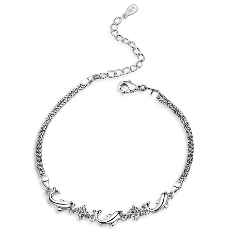 925 Sterling Silver Lucky Bracelets Fashion Chain Bangle Animal Dolphin Zirconia bangle Women ladies Jewelry Gift Christmas
925 Sterling Silver Lucky Bracelets Fashion Chain Bangle Animal Dolphin Zirconia bangle Women ladies Jewelry Gift Christmas