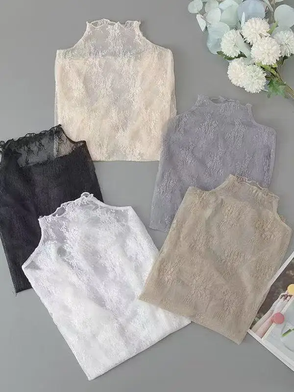 Sexy Lace Base Shirt Women's Summer Thin Mesh Long Sleeve Fashionable See-through Semi-high Collar Pure Desire Wind Cover up
Sexy Lace Base Shirt Women's Summer Thin Mesh Long Sleeve Fashionable See-through Semi-high Collar Pure Desire Wind Cover up
