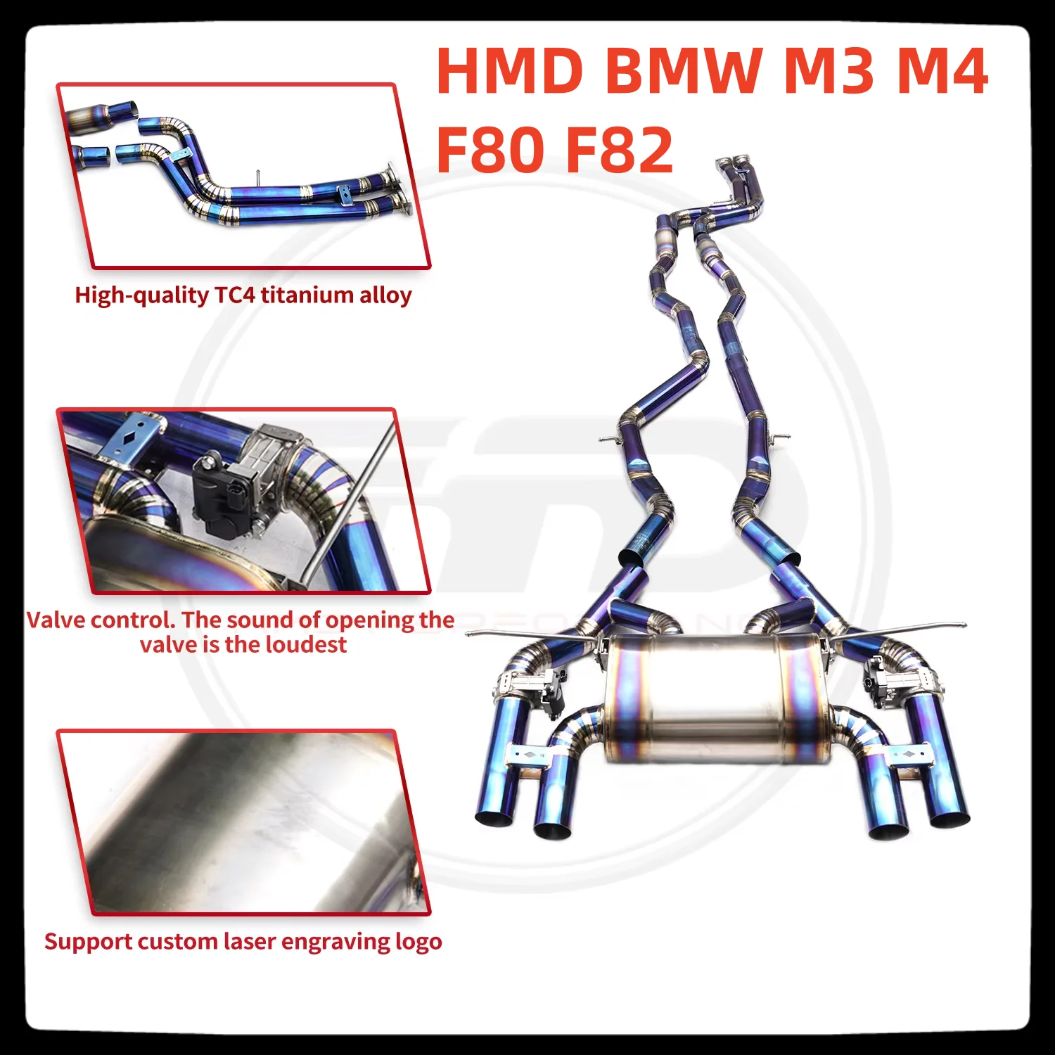 HMD Hot Sale Titanium alloy blue Catback for BMW M3 M4 F80 F82 Performance exhaust system Muffler With Valve
HMD Hot Sale Titanium alloy blue Catback for BMW M3 M4 F80 F82 Performance exhaust system Muffler With Valve