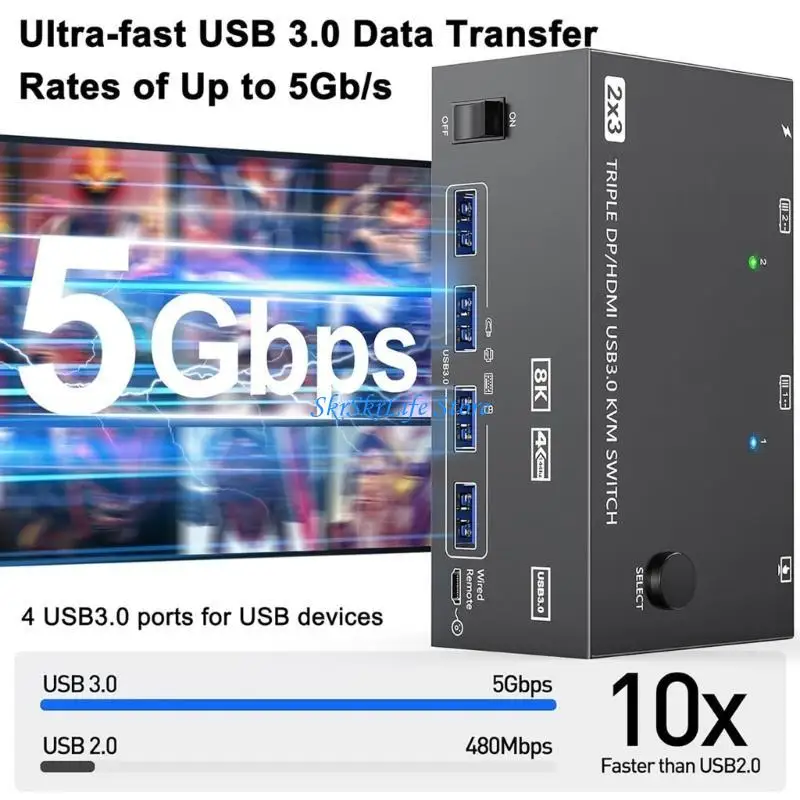 E65E HDTV USB3.0 KVM Switcher for Stable MultiDevice Connection Share Keyboards,Mouse
E65E HDTV USB3.0 KVM Switcher for Stable MultiDevice Connection Share Keyboards,Mouse