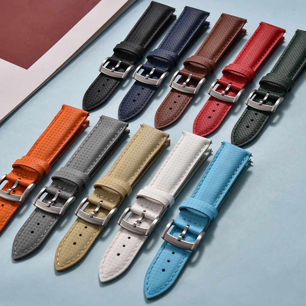New Design FKM Rubber Leather Watch Strap 18mm 19mm 20mm 22mm Quick Release Sailcloth Watch Bands Universal Waterproof Wristband
New Design FKM Rubber Leather Watch Strap 18mm 19mm 20mm 22mm Quick Release Sailcloth Watch Bands Universal Waterproof Wristband