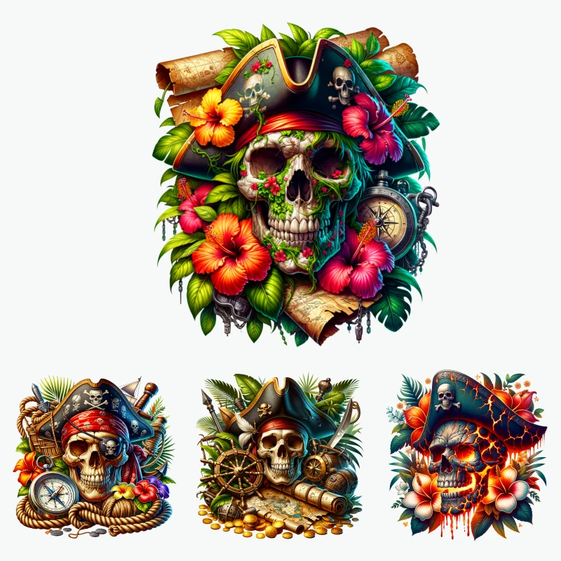 2PCS Pirate Skull Tropical Flowers Hat Heat Transfer Sticker dtf transfers prints Iron On Transfer Patches For Clothes T-shirt
2PCS Pirate Skull Tropical Flowers Hat Heat Transfer Sticker dtf transfers prints Iron On Transfer Patches For Clothes T-shirt