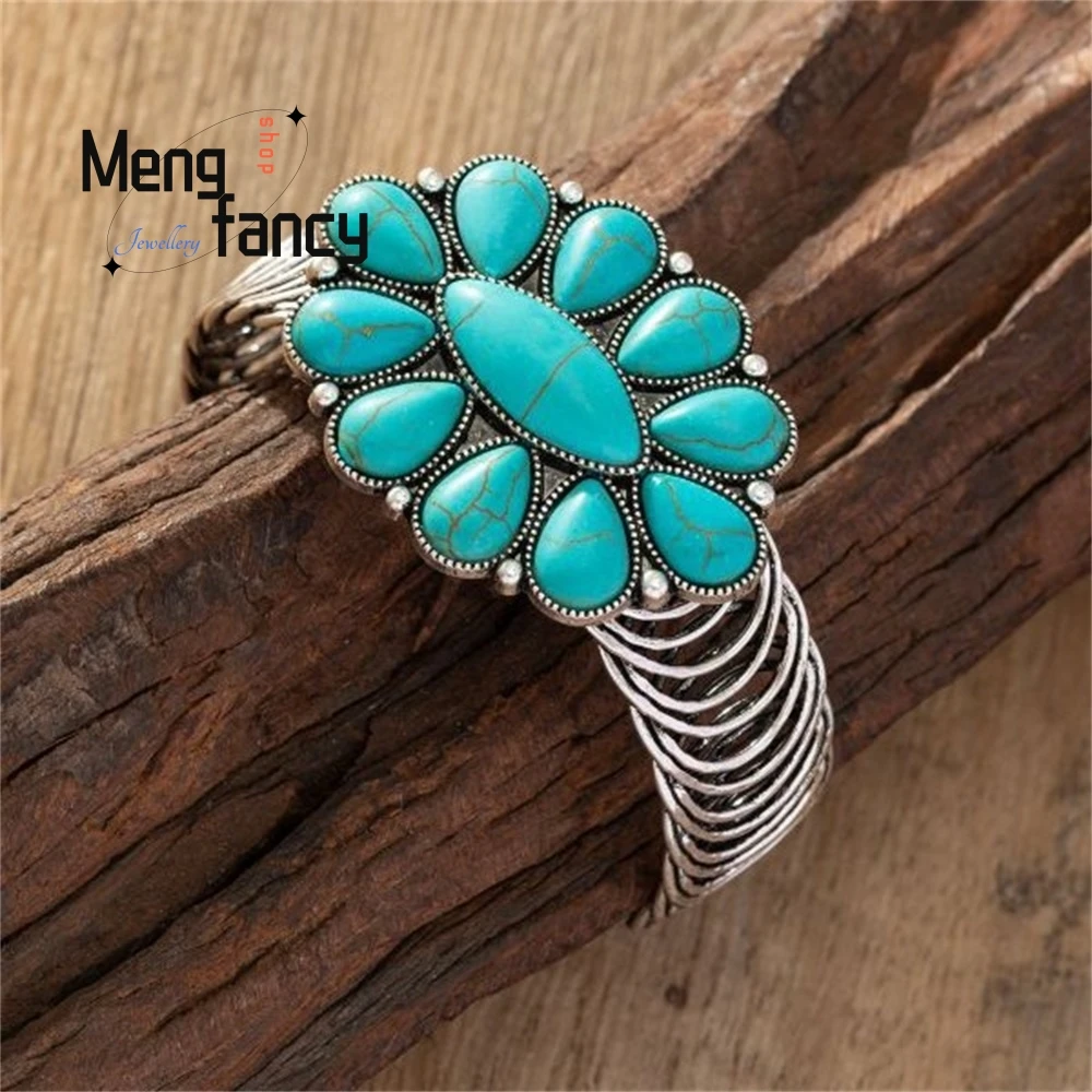 High-Grade Simple, Fashionable And Retro New Open Bohemian Pattern Turquoise Bracelet Elegant Exquisite Fashion Selling Jewelry
High-Grade Simple, Fashionable And Retro New Open Bohemian Pattern Turquoise Bracelet Elegant Exquisite Fashion Selling Jewelry