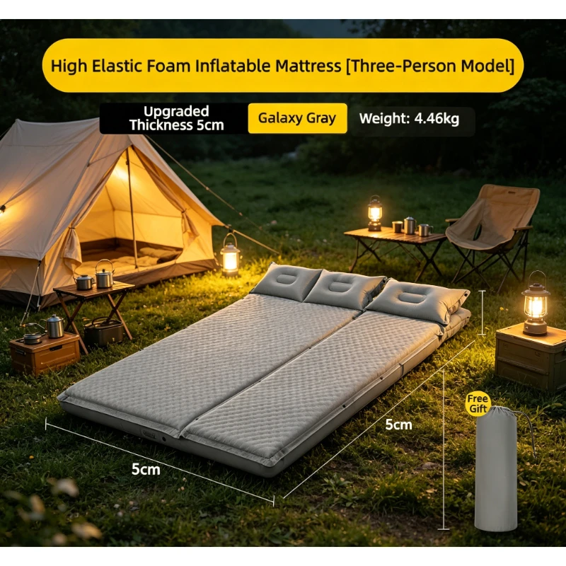 3-Person Inflatable Mattress 3-5cm for Camping Picnic Jungle Hiking Ergonomic Pillow Round Air Nozzle
3-Person Inflatable Mattress 3-5cm for Camping Picnic Jungle Hiking Ergonomic Pillow Round Air Nozzle