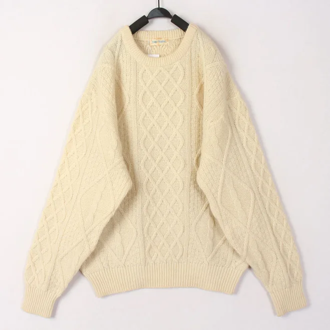 Vintage White 3D Knitted Woolen Sweater Cardigan Bean Bean Women's Loose Fit Warm Thi Long Sve round Ne Pullover
Vintage White 3D Knitted Woolen Sweater Cardigan Bean Bean Women's Loose Fit Warm Thi Long Sve round Ne Pullover