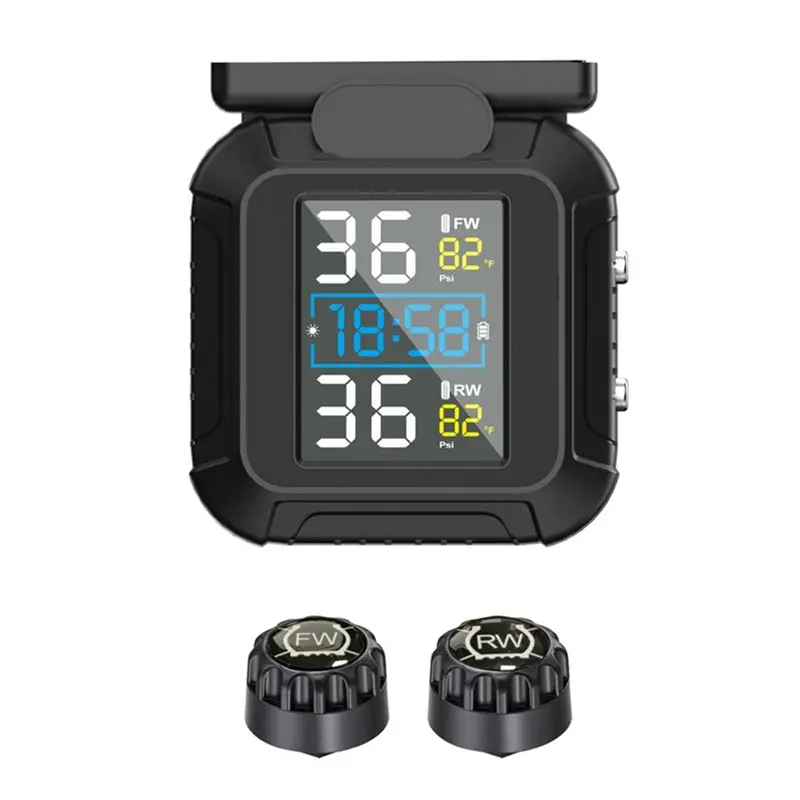 External Sensor Solar Power Motorcycle TPMS Tire Pressure Monitor With Alert System Alarm