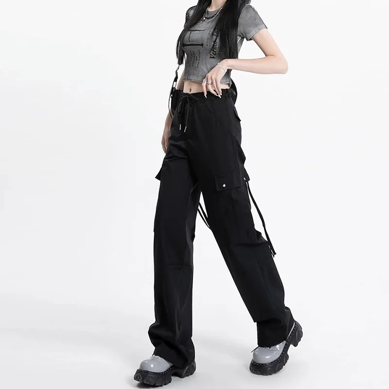High Waist Drawstring Lace-up Women Cargo Pants Loose Pockets All-Match Fashion Casual Cozy Straight Simple Full Length Trousers
High Waist Drawstring Lace-up Women Cargo Pants Loose Pockets All-Match Fashion Casual Cozy Straight Simple Full Length Trousers