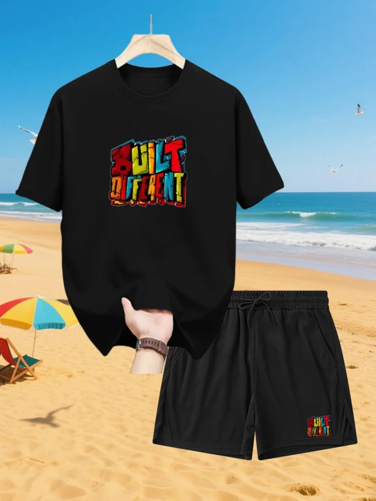 New Fashion Design Men'S Built T-Shirt Men'S Sports Drawstring Shorts Simple Printed Men'S 2-Piece Summer Gym Breathable Suit
New Fashion Design Men'S Built T-Shirt Men'S Sports Drawstring Shorts Simple Printed Men'S 2-Piece Summer Gym Breathable Suit