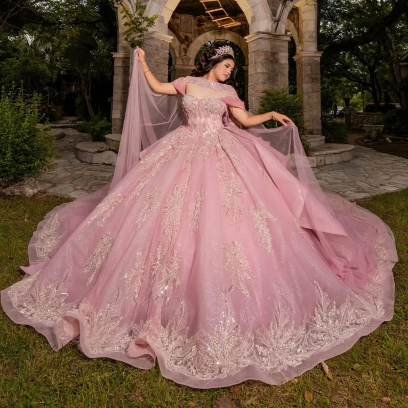 Pink Shiny Quinceanera Dresses Off The Shoulder Sequin Applique Lace Beading Crystal Tull Party Birthday Sweet 16 Dres Vestidos
Pink Shiny Quinceanera Dresses Off The Shoulder Sequin Applique Lace Beading Crystal Tull Party Birthday Sweet 16 Dres Vestidos