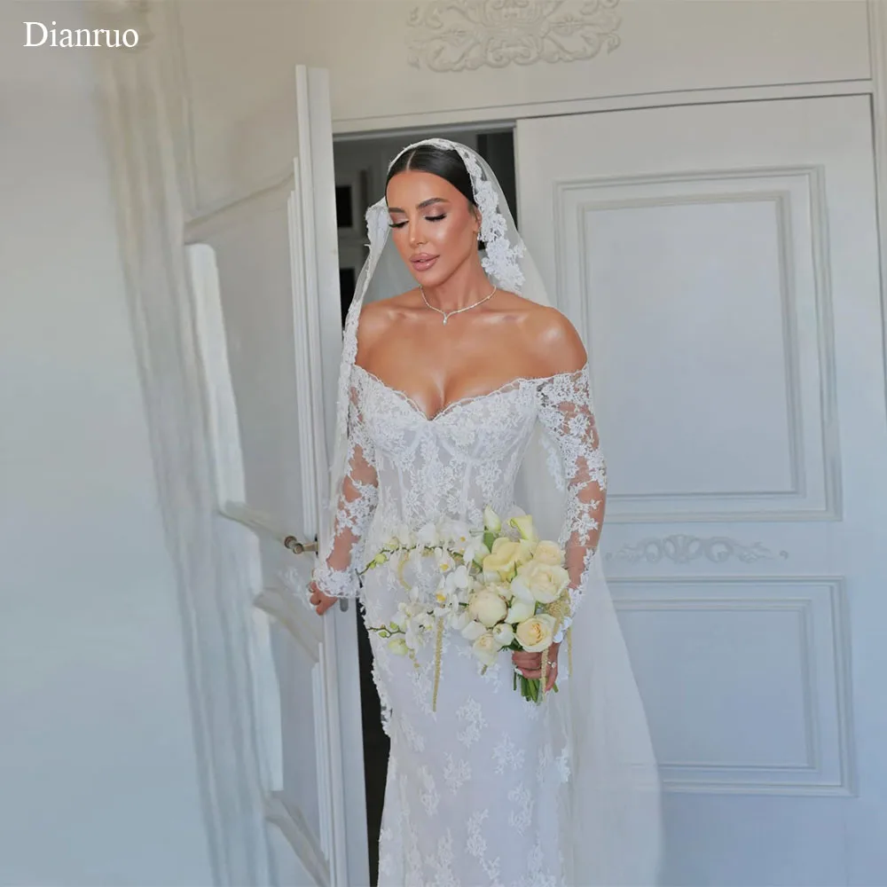 Dianruo No Veil Off Shoulder Wedding Dress Lace Bridal Vestido De Noiva Appliques Sweetheart Princess Robes De Mariée Customized
Dianruo No Veil Off Shoulder Wedding Dress Lace Bridal Vestido De Noiva Appliques Sweetheart Princess Robes De Mariée Customized