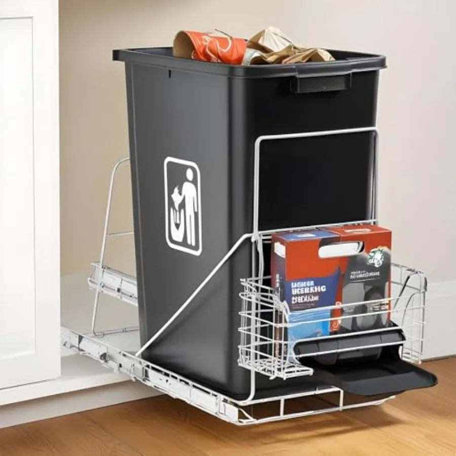 Cabinet Pull Out Kit With Removable Front Basket for Garbage Bag Storage, Under Sink Trash Can Slide for 7-11 Gallon/28-44 Qt K
Cabinet Pull Out Kit With Removable Front Basket for Garbage Bag Storage, Under Sink Trash Can Slide for 7-11 Gallon/28-44 Qt K