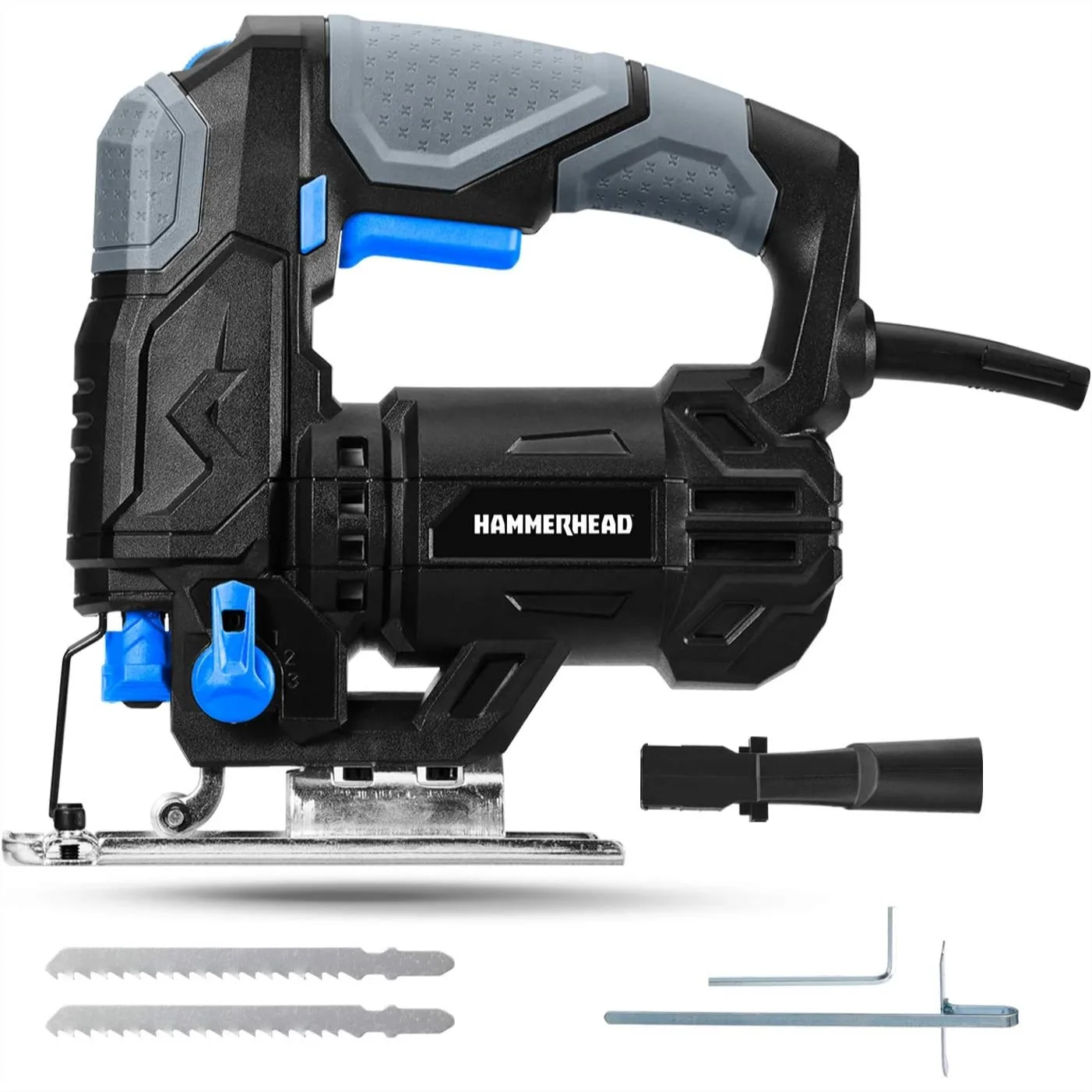 Jig Saw 4.8-Amp 3/4 Inch Variable Speed Orbital with 2 Blades for Wood Cutting
Jig Saw 4.8-Amp 3/4 Inch Variable Speed Orbital with 2 Blades for Wood Cutting