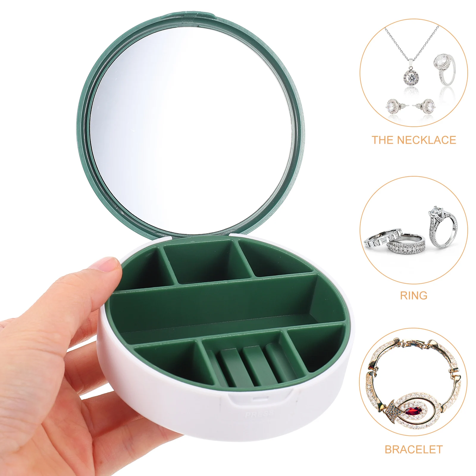 Portable Jewelry Storage Box Plastic Round Multi-Grid Travel Organizer For Earrings Rings Necklaces Lightweight Small 
Portable Jewelry Storage Box Plastic Round Multi-Grid Travel Organizer For Earrings Rings Necklaces Lightweight Small