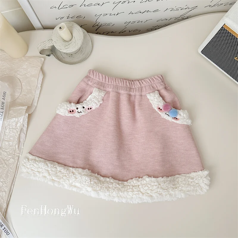 Baby Girls Pink Fleece Thick Skirt Children 2024 New Autumn Winter Fashion Simple Casual Skirt Korean Sweet Style Dress
Baby Girls Pink Fleece Thick Skirt Children 2024 New Autumn Winter Fashion Simple Casual Skirt Korean Sweet Style Dress