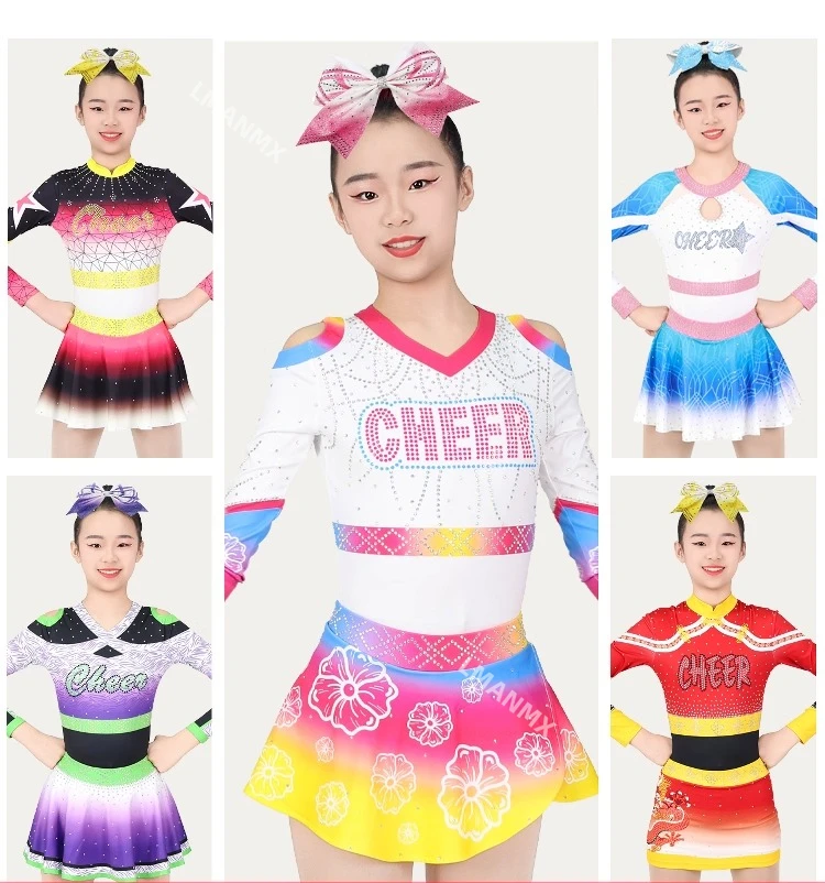 Костюмы для выступлений на соревнованиях черлидинга, детские костюмы для выступлений черлидинга
Костюмы для выступлений на соревнованиях черлидинга, детские костюмы для выступлений черлидинга