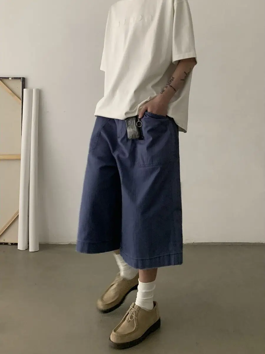 Retro American Washed Blue Workwear Shorts Loose Fit Casual Seven-Foot Pants for Men And Women Summer Cotton Straight Leg
Retro American Washed Blue Workwear Shorts Loose Fit Casual Seven-Foot Pants for Men And Women Summer Cotton Straight Leg