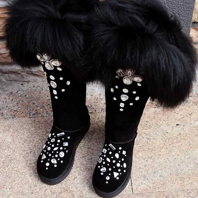 Женские зимние сапоги до колена на меху с кристаллами и драгоценными камнями, зима 2026, черные ботинки на плоском каблуке, женская супер теплая обувь для женщин
Женские зимние сапоги до колена на меху с кристаллами и драгоценными камнями, зима 2026, черные ботинки на плоском каблуке, женская супер теплая обувь для женщин