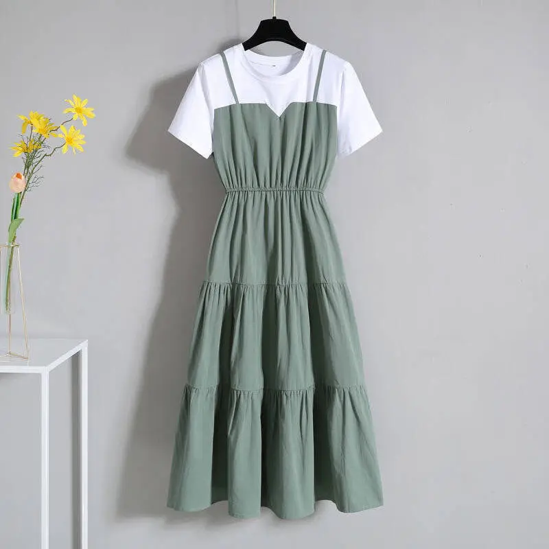 Korean Fashion Sling Fake Two Pieces Lower Back Appear Thin Solid Color Simplicity Commute Women's A-line Skirt Summer 2024
Korean Fashion Sling Fake Two Pieces Lower Back Appear Thin Solid Color Simplicity Commute Women's A-line Skirt Summer 2024