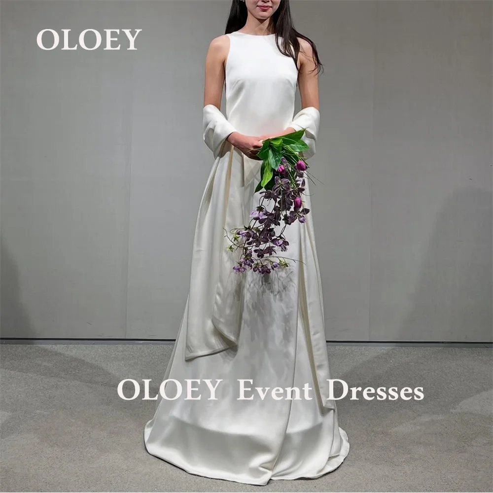 OLOEY Simple Silk Satin Wedding Dresses Korea Photo Shoot O Neck Ivory Bridal Gowns with Scarf Corset Sleeveless Customized
OLOEY Simple Silk Satin Wedding Dresses Korea Photo Shoot O Neck Ivory Bridal Gowns with Scarf Corset Sleeveless Customized