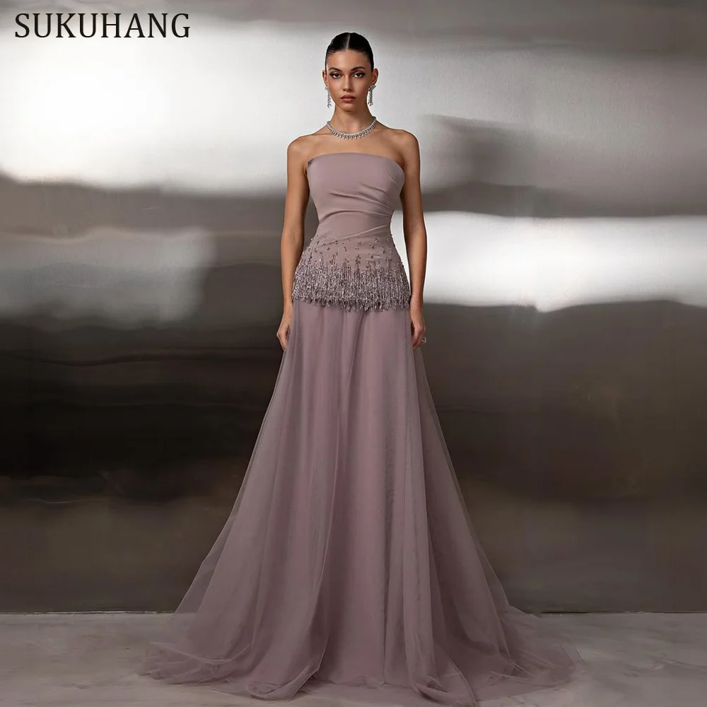 Customized Dusty Lilac Evening Gown Beaded Fringe Waist Tulle Skirt Formal Prom Dress Quinceanera Party Dress for Wedding Events
Customized Dusty Lilac Evening Gown Beaded Fringe Waist Tulle Skirt Formal Prom Dress Quinceanera Party Dress for Wedding Events