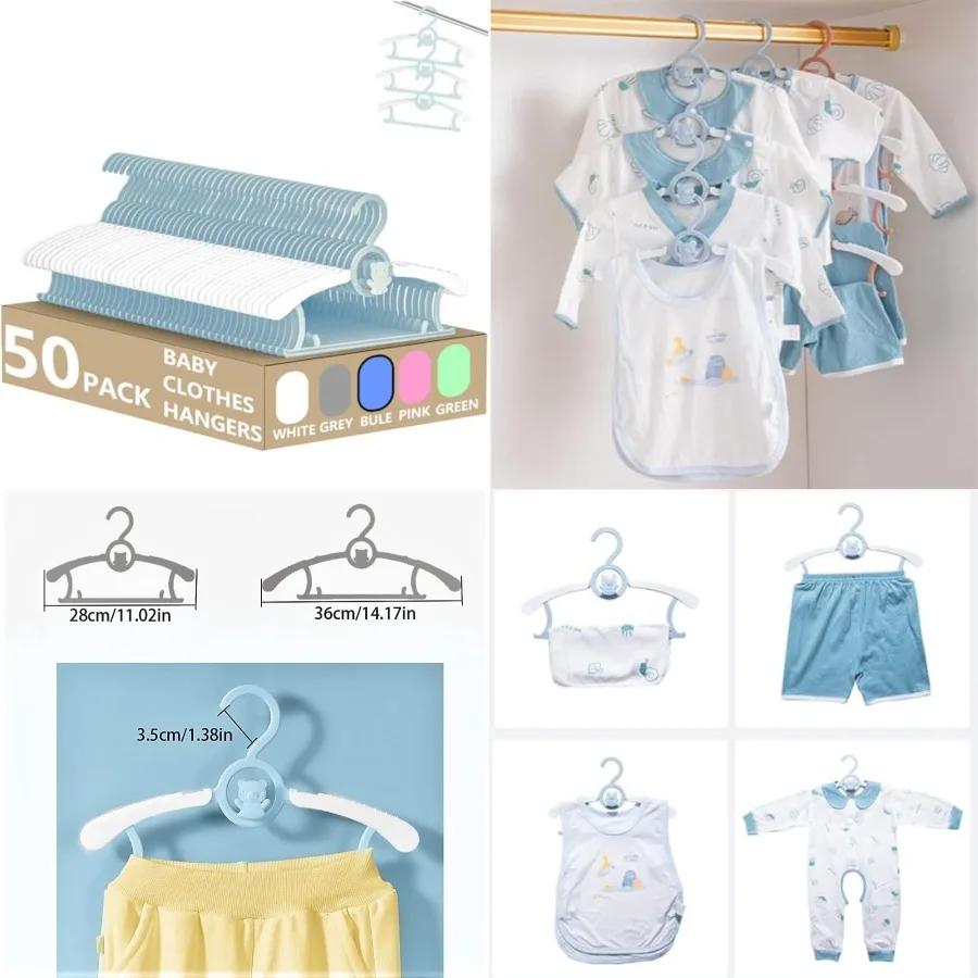 Kid Hangers for Closet 50pcs, Blue Infant Clothes Hanger 11-14" Adjustable Plastic Baby Coat Perchas with Bear Hook, Non-Slip O
Kid Hangers for Closet 50pcs, Blue Infant Clothes Hanger 11-14" Adjustable Plastic Baby Coat Perchas with Bear Hook, Non-Slip O
