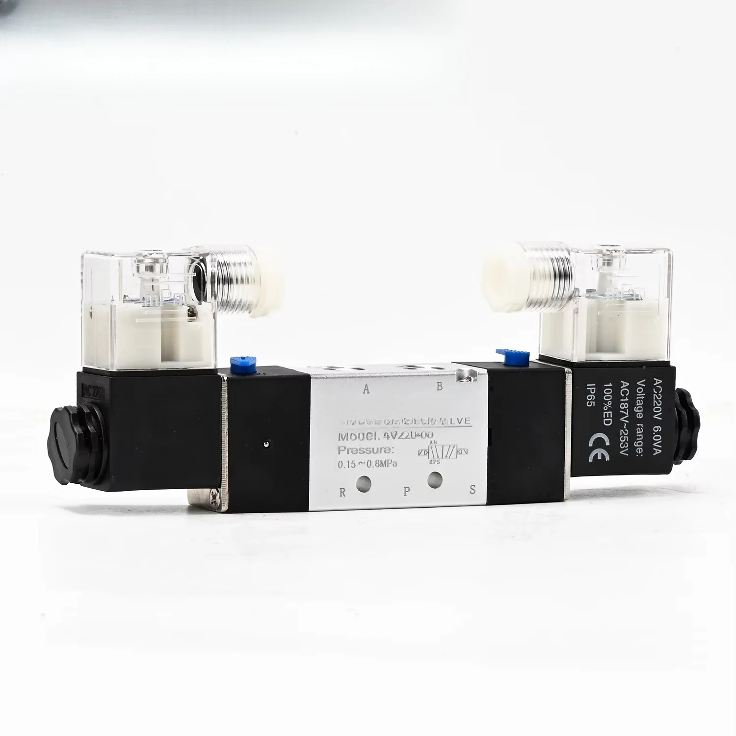 4V220-08 3-position 5-direction air pneumatic solenoid control valve Aluminum alloy with pure copper coil AC220
4V220-08 3-position 5-direction air pneumatic solenoid control valve Aluminum alloy with pure copper coil AC220