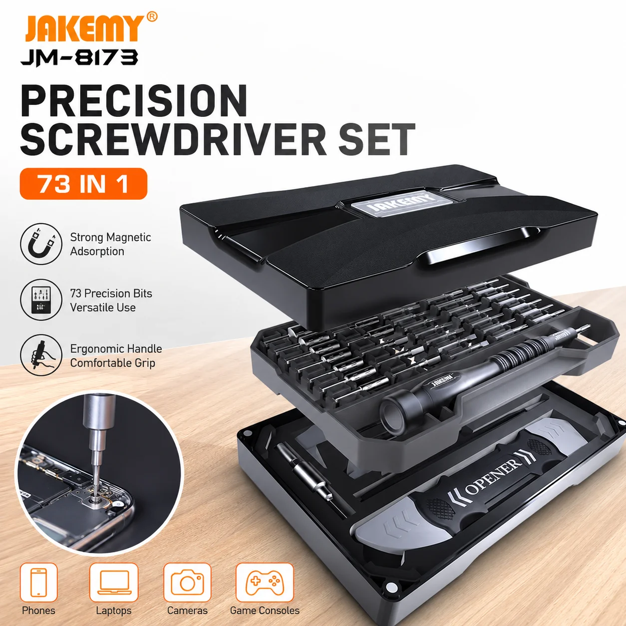 JAKEMY JM-8173 Precision Screwdriver Set, Professional Repair Tool Kit for Electronics, Phone, Laptop
JAKEMY JM-8173 Precision Screwdriver Set, Professional Repair Tool Kit for Electronics, Phone, Laptop